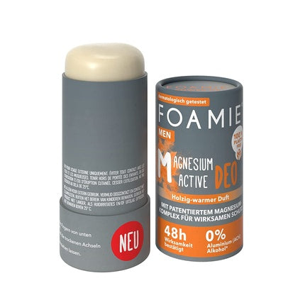 Foamie Men's Solid Deodorant Power Up Deo Stick 48h Aluminum-Free Vegan & Plastic-Free 40g Woody Scent Foamie