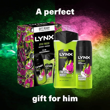 LYNX Epic Fresh The Wingmen Duo Deodorant Gift Set Body Wash & Body Spray 2 Piece Axe/Lynx