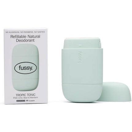 Fussy Natural Refillable Deodorant Aluminium Free 24 Hour Protection Lime Scent and Mint Green Case Lime Basil & Mandarin Vegan & Cruelty Free 100% Natural & Effective Fussy