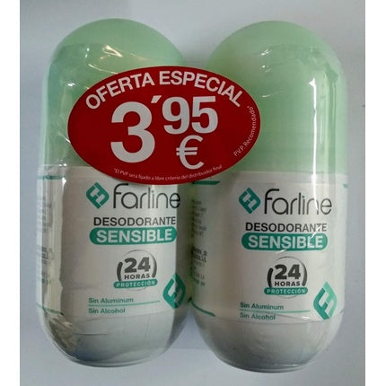 Farline Duplo Roll-On Sensitive Deodorant 50ml - Pack of 2 Farline