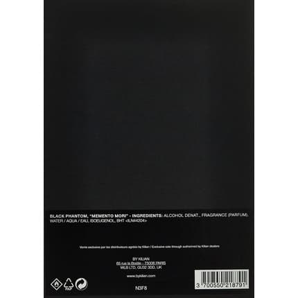 Kilian Black Phantom Memento Mori Refillable Perfume Spray 50ml with Clutch