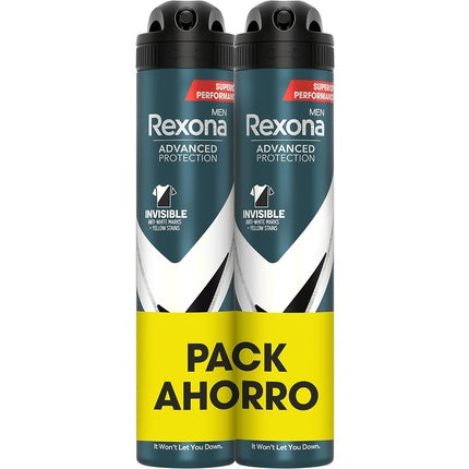 Rexona Aerosol Advance Protection Invisible 72h Deodorant for Men 200ml - Pack of 2 Rexona