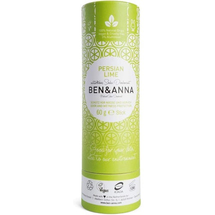 Ben&Anna Natural Soda Deodorant 100% Aluminium Free Deodorant Cruelty Free Vegan NATRUE-certified with Organic Shea Butter and Bicarbonate Of Soda Made in Germany Persian Lime 60g Ben & Anna