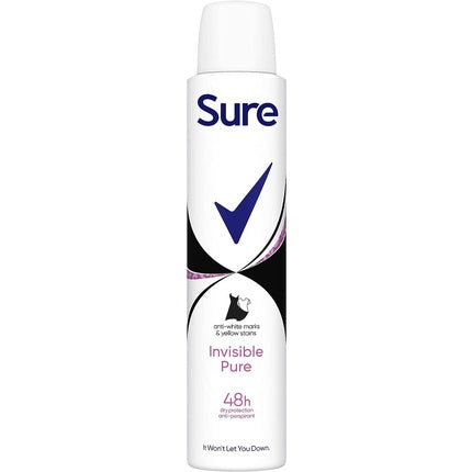 Sure Invisible Pure Anti-Perspirant Aerosol Deodorant for Women 48-Hour Sweat and Odour Protection 200ml Fresh Sure