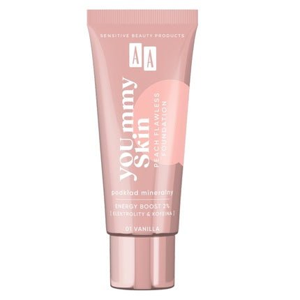 Aa Yoummy Skin Peach Flawless Foundation Mineral Foundation Adding Glow 01 Vanilla 30ml - Maison des fragrances
