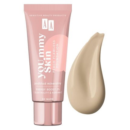 Aa Yoummy Skin Peach Flawless Foundation Mineral Foundation Adding Glow 02 Nude 30ml - Maison des fragrances