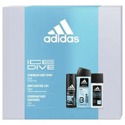 Adidas Ice Dive Deodorant With Spray 75 Ml, Shower Gel 250 Ml, Spray Deodorant 150 Ml - Maison des fragrances