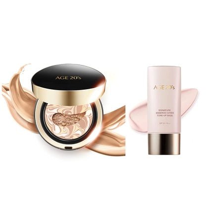 AGE 20's Signiture Foundation Cushion Pact 13 Ivory with Pink Tone Up Base Makeup Set - Maison des fragrances