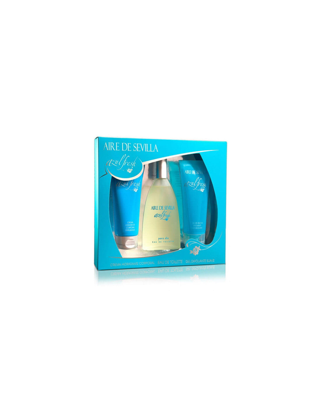 Aire de Sevilla Beauty Set Fresh Blue Edition Moisturising Body Cream, Eau de Toilette, Exfoliating Gel Maison des fragrances