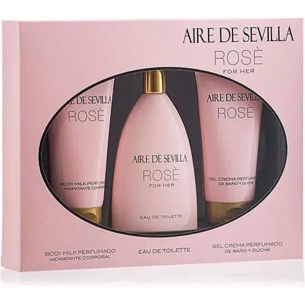 Aire de Sevilla Rose Set Body Milk Eau de Toilette Shower Gel for Women - Pack of 3 - Maison des fragrances