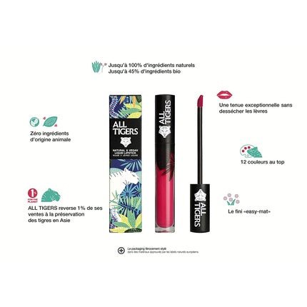 ALL TIGERS Own The Stage 786 Fuchsia Liquid Lipstick - Long Lasting, Matte, Vegan and Natural with Bio Ingredients - Maison des fragrances