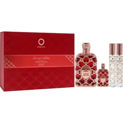 Amber Rouge par Orientica Femme - 4 Piece Gift Set 2.7oz Eau de parfum Spray 7.5ml Eau de parfum - Maison des fragrances