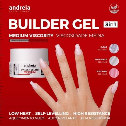 Andreia 3 - in - 1 Soft White Construction Gel 44g Vegan Medium Viscosity - Maison des fragrances