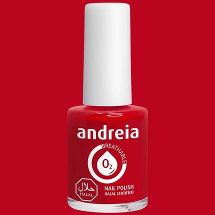 Andreia Halal Breathable Nail Polish Water Permeable Glossy Vegan and Cruelty - Free 10.5ml B6 Red - Maison des fragrances
