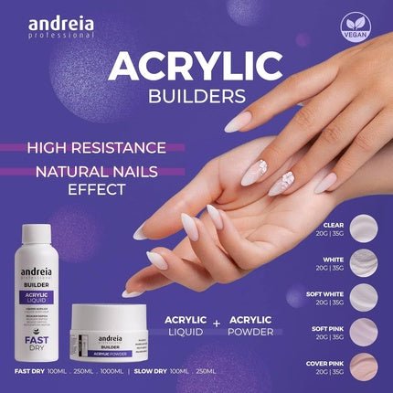 Andreia Professional Acrylic Builder Powder for Nail Extensions Cover Pink 35g - Maison des fragrances