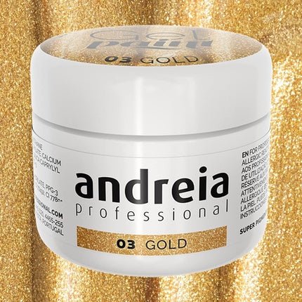 Andreia Professional Nail Art Design Gel Paint Pots Highly Pigmented Intense Colour No Flow High Viscosity UV Gel Paint for DIY Manicure Vegan 4g 03 Gold - Maison des fragrances