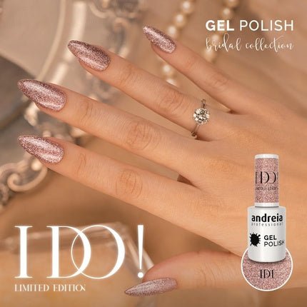 Andreia Professional Semi - Permanent Nail Gel Polish I DO Limited Collection Colour ID1 Pink Silver and Gold Glitter 10.5ml - Maison des fragrances