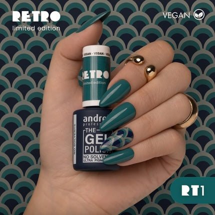 Andreia Professional The Gel Polish Solvent Free Gel Retro Limited Collection Colour RT1 Hypnotic Dark Turquoise - Maison des fragrances