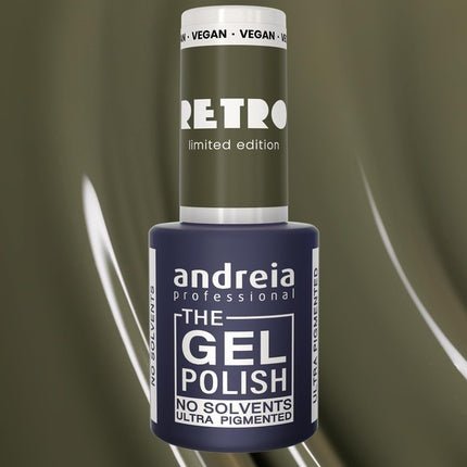 Andreia Professional The Gel Polish Solvent Free Gel RETRO Limited Collection Colour RT4 Elegant Olive Green - Maison des fragrances