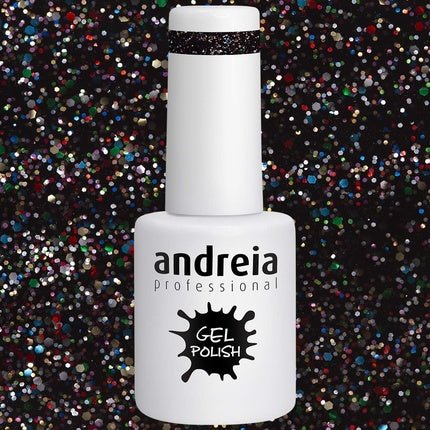 Andreia Semi - Permanent Nail Gel Polish Colour 244 Black Glitter 10ml - Maison des fragrances