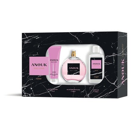 Anouk Rose & Noir Gift Set Femme - Eau De Toilette 100ml Body Lotion 75ml Gel Bath 100ml - Maison des fragrances