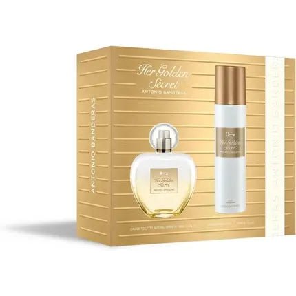 Antonio Banderas Banderas Perfumes Her Golden Secret Gift Set + Deodorant Fruity Floral Vanilla Notes Coffret (Coffret) Femme 80ml - Maison des fragrances