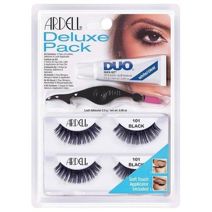 ARDELL Deluxe Pack Real Hair Eyelashes with Duo Eyelash Glue and Easy Applicator for Applying Artificial Lashes - Style 101 - 2.5g - Maison des fragrances