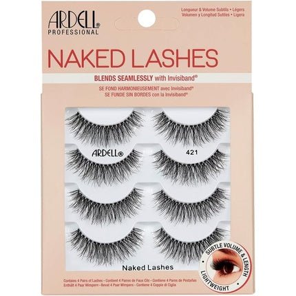 Ardell False Eyelashes Naked Lash 421 Black Subtle Volume and Length Beautiful Soft Lightweight Lashes - Pack of 4 - Maison des fragrances