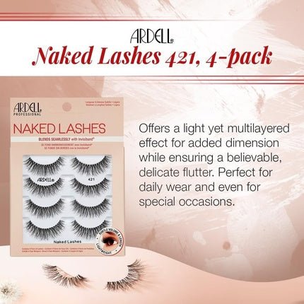 Ardell False Eyelashes Naked Lash 421 Black Subtle Volume and Length Beautiful Soft Lightweight Lashes - Pack of 4 - Maison des fragrances