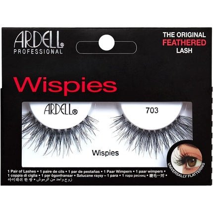 Ardell False Eyelashes Wispies 703 Black Feathered Lash Crisscross Layers Invisiband Lash Band Super Comfort Uneven Lengths Long Volume Defined Curl Vegan - Friendly Cruelty - Free Eyelashes - Maison des fragrances