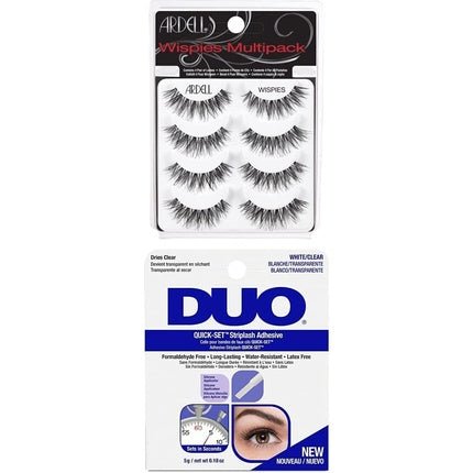 ARDELL False Eyelashes Wispies Black Medium Volume Medium Length Feathery Full Bold Voluminous Invisiband Eyelashes Vegan - Friendly Cruelty - Free + Ardell Duo Quick - Set Clear 5g - Maison des fragrances