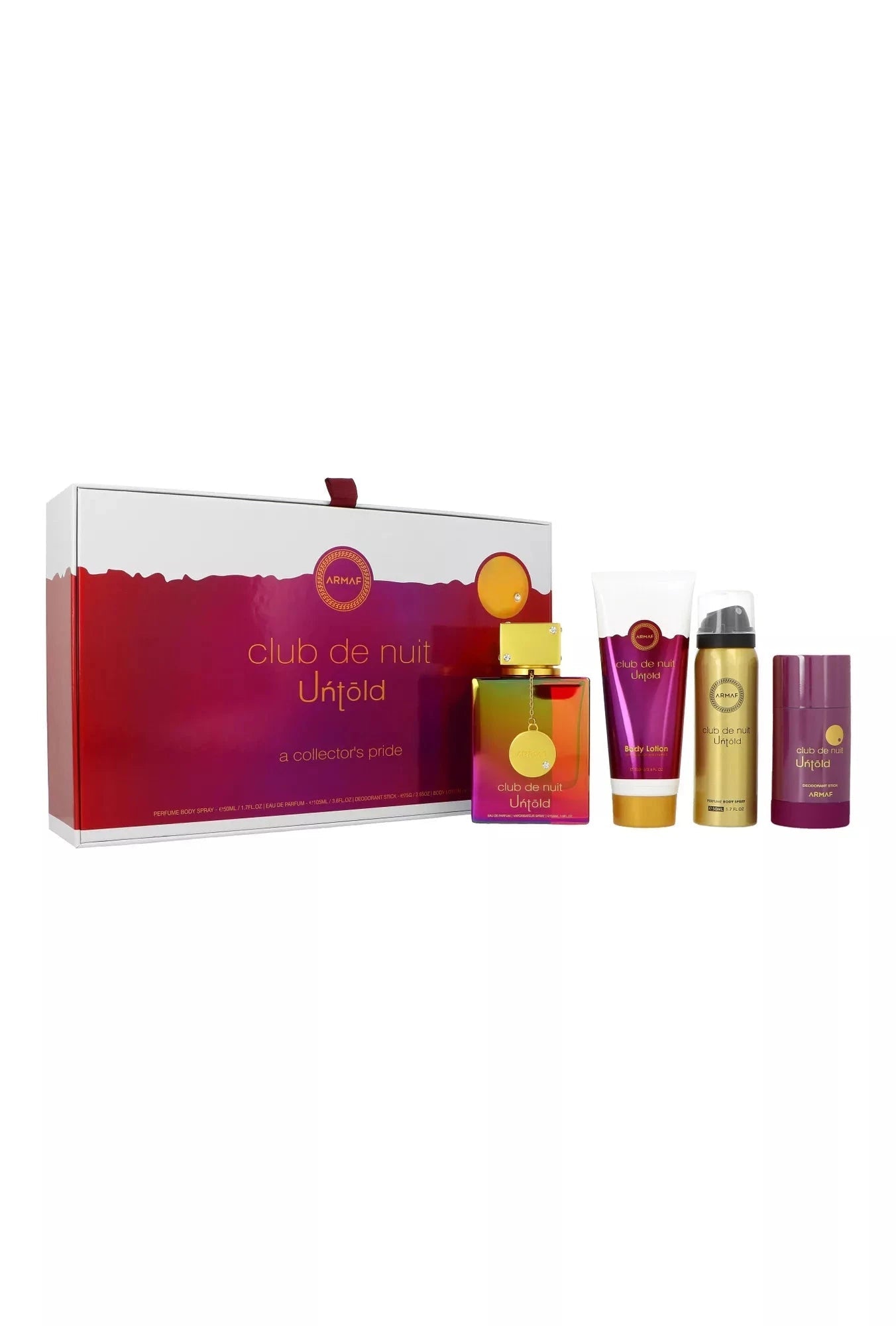 Armaf Club De Nuit Untold Gift Set - 105 Ml, Body Lotion 100 Ml, Deostick 75 G, And Body 50 Ml Eau de Parfum Unisexe - Maison des fragrances