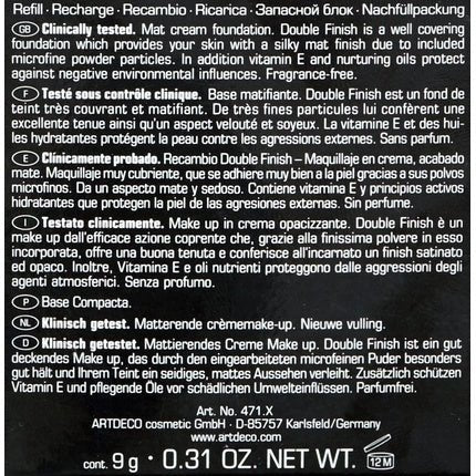 ARTDECO Double Finish Refill Cream Powder Foundation 9g Shade 8 Medium Cashmere - Maison des fragrances