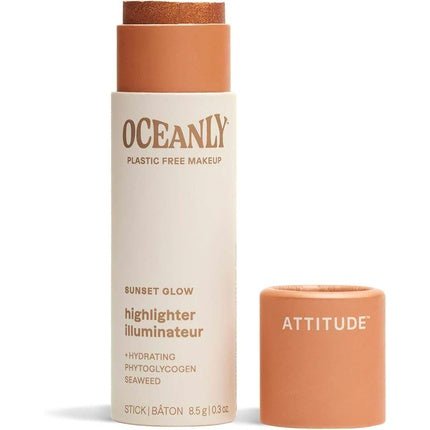 ATTITUDE Oceanly Plastic - Free Lightweight Highlighter Stick Titanium Dioxide - Free EWG Verified Vegan Makeup Sunset Glow 8.5 grams - Maison des fragrances