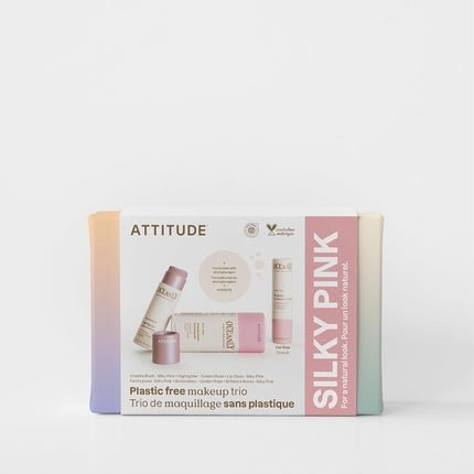 ATTITUDE Silky Pink Makeup Trio Set EWG Verified Titanium Dioxide - Free Plant and Mineral - Based Ingredients Vegan Beauty Products - Maison des fragrances