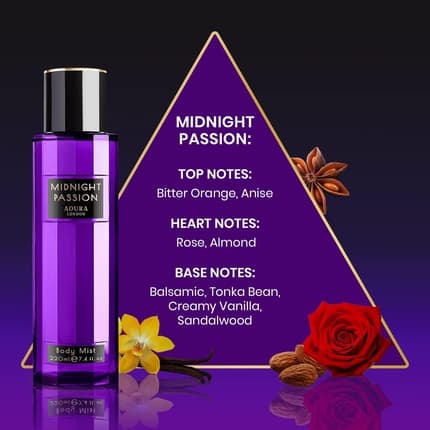 Aura Aoura London 's Midnight Passion Body Mist Fragrance Eau de Toilette (EDT) Femme 220ml - Maison des fragrances