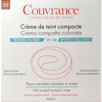 Avene Couvrance Compact Foundation 03 Beige Oil Free 9.5g - Maison des fragrances