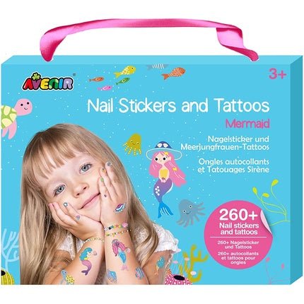 Avenir 6308204 Nail Sticker & Tattoo Creative Set Mermaid Design for Kids 3+ - Maison des fragrances