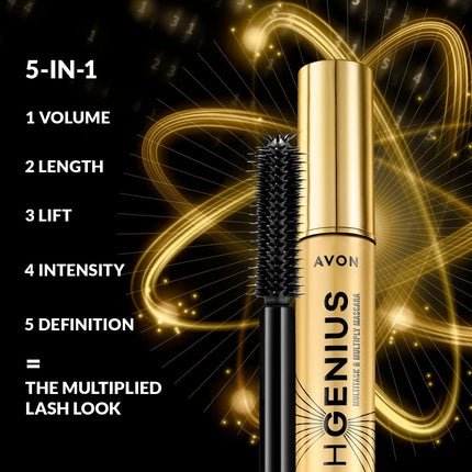 Avon Lash Genius Multitask & Multiply Mascara Blackest Black with Smart Control Brush and Quick - Glide Gel Formula 10ml - Maison des fragrances