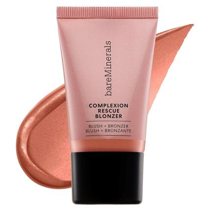 bareMinerals Complexion Rescue Liquid Blonzer Blush Bronzer Hybrid Sun - Kissed Glow Buildable Face Cheeks Gel - Cream Vegan Kiss of Rose 0.5 Ounce - Maison des fragrances