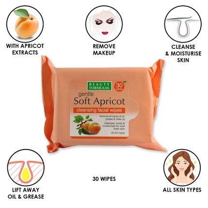 Beauty Formulas Gentle Soft Cleansing Wipes Apricot 30 Count - Maison des fragrances