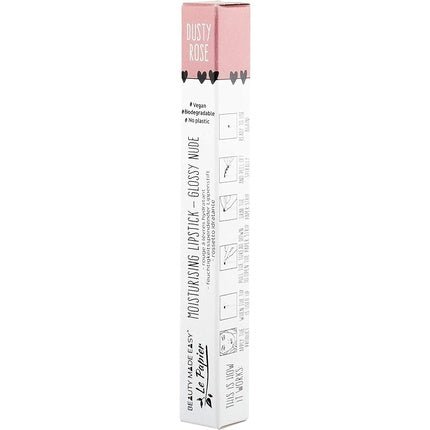 Beauty Made Easy Le Papier Dark Nude Moisturising Vegan Glossy Lipstick Dusty Rose 6g - Maison des fragrances