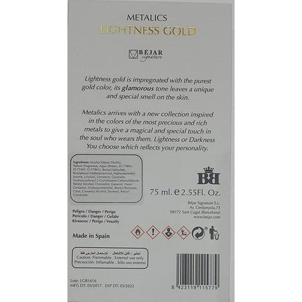 Bejar Lightness Gold - Eau de Parfum Femme 75ml - Maison des fragrances
