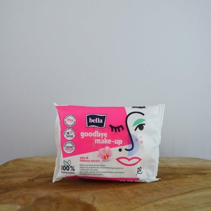 bella Goodbye Make - Up Removal Wipes 20 Pieces - 100% Biodegradable, Dermatologically Tested, Gentle and Effective - Maison des fragrances