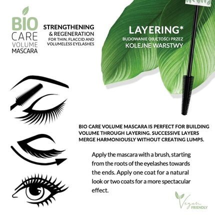 Bio Care 100% Natural & Vegan Volumizing Mascara Black Strengthening & Regenerating - Maison des fragrances