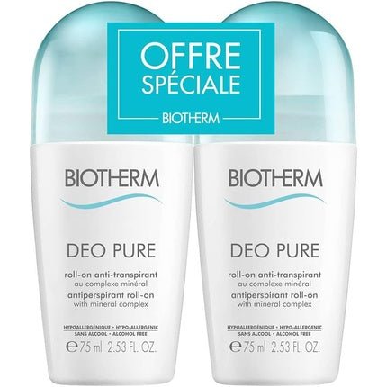Biotherm Deo Pure Antiperspirant Roll-On 75ml - Pack of 2 - Maison des fragrances