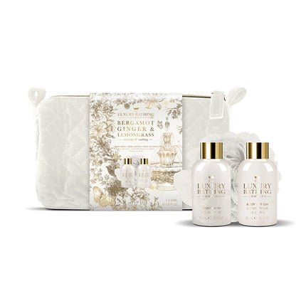 Body Care Gift Set in Cosmetic Pouch Bergamot, Ginger & Lemongrass 3 pcs - Maison des fragrances