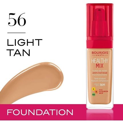Bourjois Healthy Mix Anti - Fatigue Medium Coverage Liquid Foundation 56 Light Tan 3ml - Maison des fragrances