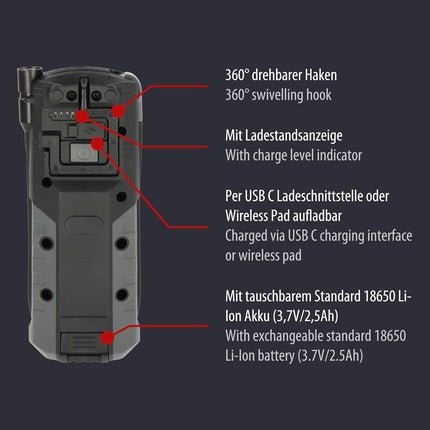 Brennenstuhl Professional Rechargeable LED Inspection Light HL 1000 ACW Work - Maison des fragrances