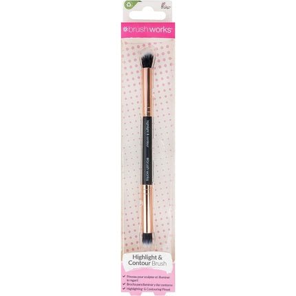 Brushworks Highlight Contour Brush Black and Gold 1 Count - Maison des fragrances